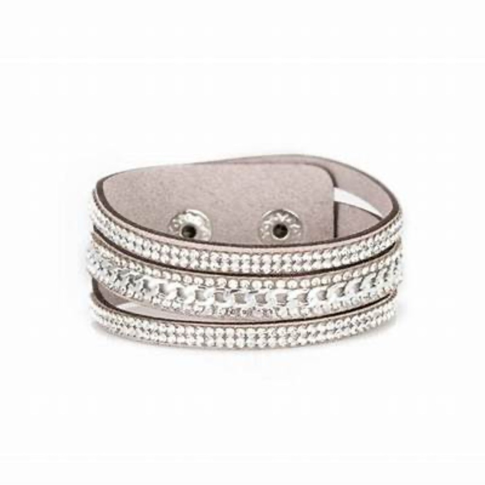 Paparazzi Rollin in Rhinestones Gray Bracelet - Picture 2 of 2